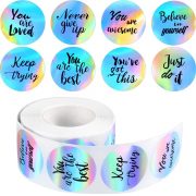 Custom Any Text Image Adhesive Printing Round Label Stickers, Circle Waterproof Vinyl Sticker Roll Private Label Logo Stickers