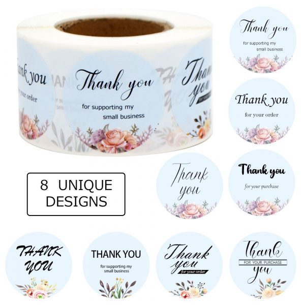 Custom printed roll 1.5 inch round 500 pcs craft  thank you adhesive paper sticker